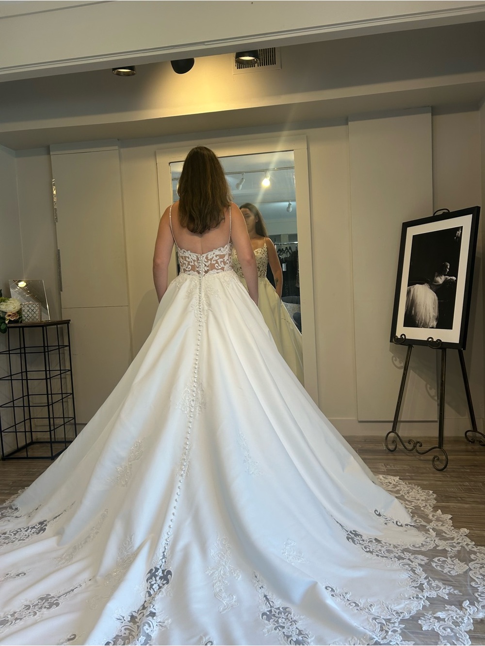 Ivory Lace-Back Ball Gown Wedding Dress